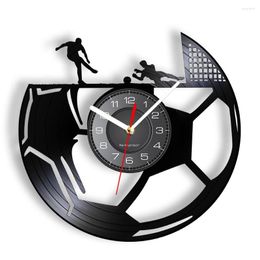 Wall Clocks Football Record Clock For Bedroom Home Decor Forward And Goalkeeper Laser Cut Music Decorative Watch
