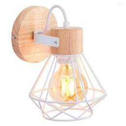 Wall Lamp Modern Indoor Lighting Lights Lampshade Vintage Cage Guard Sconce Loft Fixture American Iron Wood Lamps