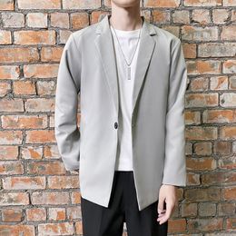 Men's Suits Spring Autumn Men Blazer Business Casual Baggy Korean Fashion Simple Office Anti-wrinkle Polyester Suit Jacket Apricot Black