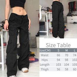 Womens Pants Capris Y2K Pockets Cargo for Women Straight Oversize Harajuku Vintage 90S Aesthetic Low Waist Trousers Wide Leg Baggy Jeans 230826