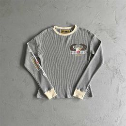 New 2023 Cold Eagle Print Waffle Long-sleeve Men Knitted Crtz-rtw Pure Cotton Hoodies Grey Lundun Original Fashion Tops