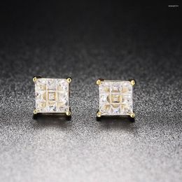 Stud Earrings Classic Square Crystal For Women Punk 4 Claw Zirconia Piercing Earings Hip Hop Jewellery Party Accessories OHE108