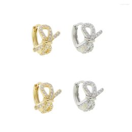 Hoop Earrings CZ Crystal Bowknot 925 Sterling Silver Hoops Micro Pave Mini Huggie Earring For Women