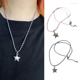 Pendant Necklaces Y2K Star Necklace Colourful Braided Rope Alloy Neck Jewellery Choker For Women