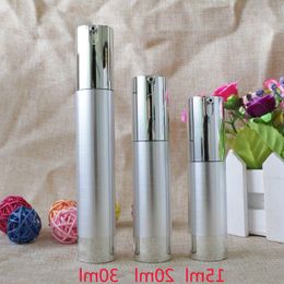 15ml 20ml 30ml Shiny Silver Airless Refillable Bottles Thin Healthy Travel Empty Cosmetic Containers for 10pcs/lot Cqbui