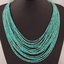 Chains Statement Necklace For Women Collier Femme 2023 Fashion Boho Beads Multi-layer Choker Necklaces & Pendants Bijoux Collares
