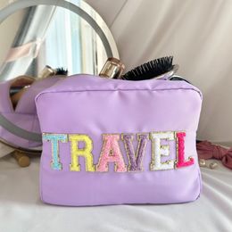 Cosmetic Bags Cases Large Capacity Women's Bag Letter Sticker Ladies Nylon Make Up Case Travel Storage Portable Female Purse Handbags 230821