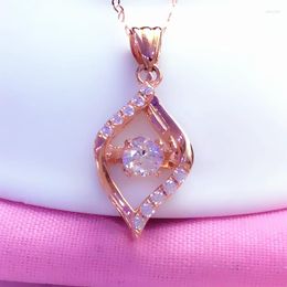 Chains Plated 14K Rose Gold Exquisite Hollow Out Necklace 585 Purple Shining Pendant Light Luxury Clavicle Chain Jewellery
