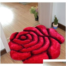 Bath Mats 3D Printed Solid Flower Shape Bathroom Carpet Rugs 70X70Cm Door Pad Floor Mat For Decor Wedding Bedroom Carpets Badmat Tap Otkwx