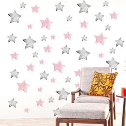 Wall Stickers 56 Hand Painted Pink Grey Stars DIY Removable Vinyl Decals for Kids room Girls Bedroom Decor Decoration 230822