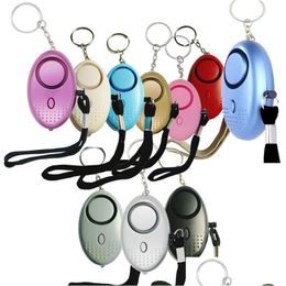 Party Favour 130Db Egg Shape Self Defence Alarm Keychain Pendant Personalise Flashlight Personal Safty Key Chain Charm Car Keyring Dr Dhaim