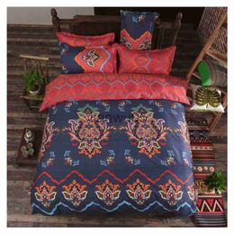 Bedding sets Flower Bedding Sets Duvet Cover Set Floral Black Boho Hotel with Soft Lightweight Microfiber 1 Duvet Cover and 2 Shams x0822