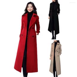 Thermal Winter Women's Overcoat Business Mid-calf Length Jacket Formal Wool Blends Double-Breasted Coat Thick Female Outerwear