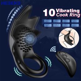 Heseks Penis Rings Clitoris Stimulator Silicone Vibrator Cock Ring Long Erection Time Delay for Men