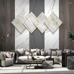 Wallpapers Modern Marble Wood Grain Geometric Custom Wallpaper Home Decor Mural Bedroom Self-adhesive 3D Po Wall Paper