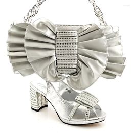 Dress Shoes Doershow Fashion Silver Italian With Matching Bags African Women And Set For Prom Party Summer Sandal! SYD1-8