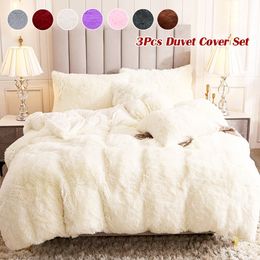 Bedding sets 3PcsSet Modern Luxurious Fluffy Faux Fur Duvet Cover with Pillowcase Solid Color Cozy Long Plush Winter Bedding Sets No Sheet 230821