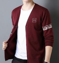 Men's sweater New Casual Design Cardigan Vertical Stripe Thickened Long Sleeved Button Access Control Cardigan Sweater