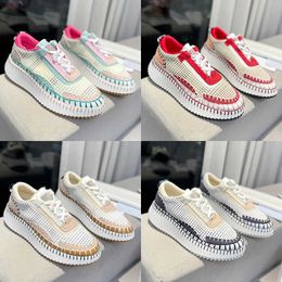 Designer Sneakers New Pattern Canvas Rainbow Trainers Women Casual Shoes Running Shoe Recycled Mesh Fabric With Box NO462