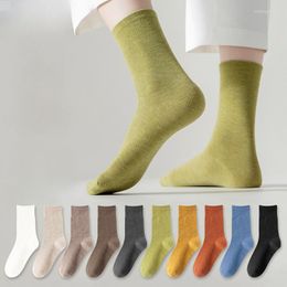 Women Socks Fashion Solid Colour Soft Spring Autumn Mid Tube Loose Long Stockings Breathable Casual Sock Black White Comfortable