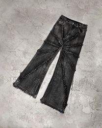 Men's Jeans 2023 Street Retro Raw Edge High Waist Skinny Y2K Fashion Casual Loose Versatile Distressed Wide Leg Jean's 230822