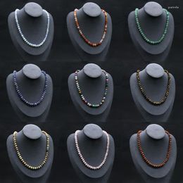 Choker Natural Round Spacer Stone Beads Necklaces For Women Crystal Agate Colourful Necklace 5 8 Abacus Knotted