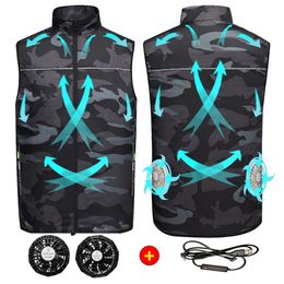 Men's Vests Men Ice Vest Fan Air Conditioning Clothes Cool Vest Sport USB Charging Cooling Vest Worker Outdoor Camping Fishing Summer Cool 230822