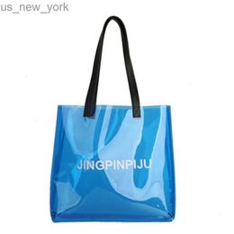 Totes Summer PVC Transparent Tote Bags For Women Candy Jelly Beach Bags Women Summer Large Handbags Casual Shopping Shoulder Bag HKD230822