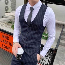 Men's Vests 2023 Brand Clothing Suit Vest Dress Male Sleeveless Business Single Buckle Waistcoat Spring Autumn Plus Size S-4XL