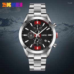 Wristwatches Skmei Fashion True Three Eyes Chronographe Men's Watch Single Calendar Multi-Function Steel Belt Quartz