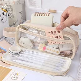 Learning Toys Transparent Pencil Case Trousse Portable Pencil Box Fournitures Waterproof School Pen Case Papeterie Japonaise