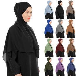 Ethnic Clothing Ramadan Jersey Hijab Scarf For Muslim Women Chiffon Shawls Voile Head Wraps Scarves Islamic Accessoires