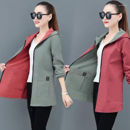 Women's Trench Coats Women Double Side Wearing Windbreaker Large Size 5XL Autumn Hoodie Coat