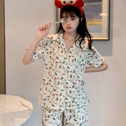 Women's Sleepwear Women Cottton Pyjama Summer Kimono Style Cardigan Korean Pijamas Plus Size Nightwear Shorts Pjs