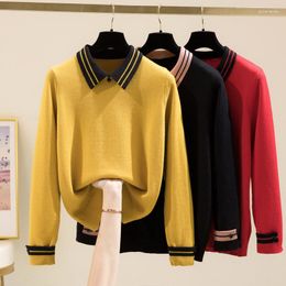 Women's Sweaters Yellow Black Sweet Korean Harajuku Spring Autumn Winter Knitted Vintage Pullover Fashion 2023 Female