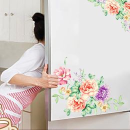 Wall Stickers Peony Flowers Home Decor Wallpaper Removable Vinyl Art Decals For Kids Living Room Toilet Fridge Decoration Poster 230822