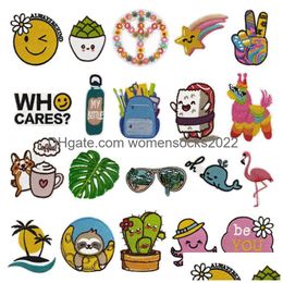 Sewing Notions Tools 20 Pieces Iron Ones Cactus Leaf Embroidered Decorative Plant Repair Applique Emblem Badge For Clothing Backpa Dhe8X