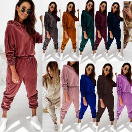 Women's Two Piece Pants Set Women Tracksuit Velvet Woman Sets Winter Top & Suit Conjuntos De Mujer