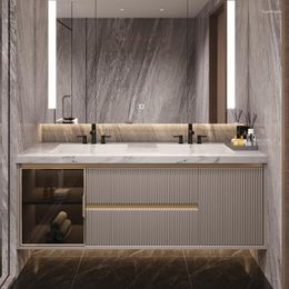 Bath Accessory Set Oak Rock Seamless Ceramic Basin Bathroom Cabinet Combination Face And Wash Double
