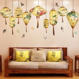 Wall Stickers Chinese Style Lantern Sticker For Living Room Decoration Flowers Birds Teenager Girls Wallpaper Bedroom Decor Home Posters
