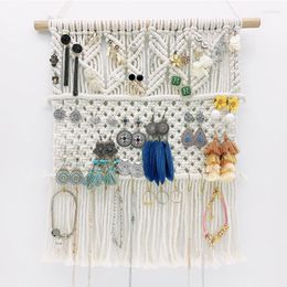 Jewellery Pouches Hanging Organiser Macrame Earring Holder Wall Necklace For Necklaces Bracelet Earrings Rings