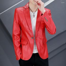 Men's Suits Autumn Business Leather Men Slim Korean Version Handsome Fashion Suit Fashionable Youth Jacket Coat Trend