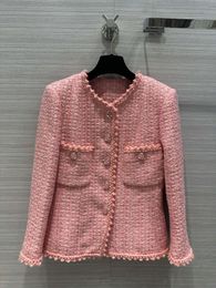 Womens Jackets Spring and Summer outfits pink fashion jacket Soft flower fabric long sleeve cropped 230821