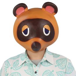 Animal Crossing Tom Nook Mask Cosplay niedliche Leopardenkatze Latex Masken Helm Halloween Carnival Masquerade Party Kostüm Requisiten T200502266