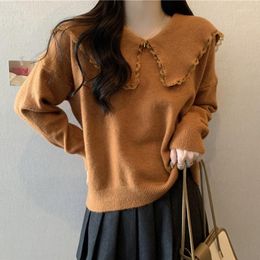 Women's Sweaters Solid Colour Lace Korean Style Harajuku Spring Autumn Winter Knitted Vintage Pullover Fashion 2023 Female Coats