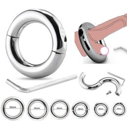 Massager Stainless Steel Penis Ring Ball Stretcher Delay Lasting Metal Cock Erotic Shop Scrotum Restraint Rings for Men