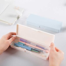 Learning Toys Small fresh Macaron Colour Frosted Pencil Box Kawaii high-capacity Creative Pencil box cute desktop Storage Box School supplies