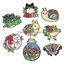 Sewing Notions Tools Cute Iron Ones Colorf Flower Rabbit Butterfly Frog Embroidered Sew On Appliques Badge For Clothes Jeans Jacke Dh2Bu