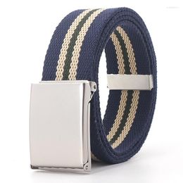 Belts Men Female Trend Belt Authentic Nylon Adjustable Outdoor Travel Rectangle Metal Unisex Buckle Trousers Pants