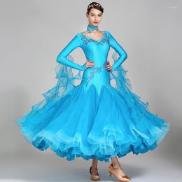 Stage Wear Ballroom Dance Dress For Women Competition Standard Modern Dancing Clothes Long Sleeve Waltz Costumes